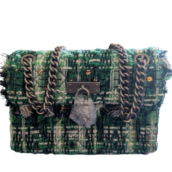 Kurt Geiger Handbags - KURT GEIGER London Mini Brixton Lock Tweed Convertible Bag In Pale Green
